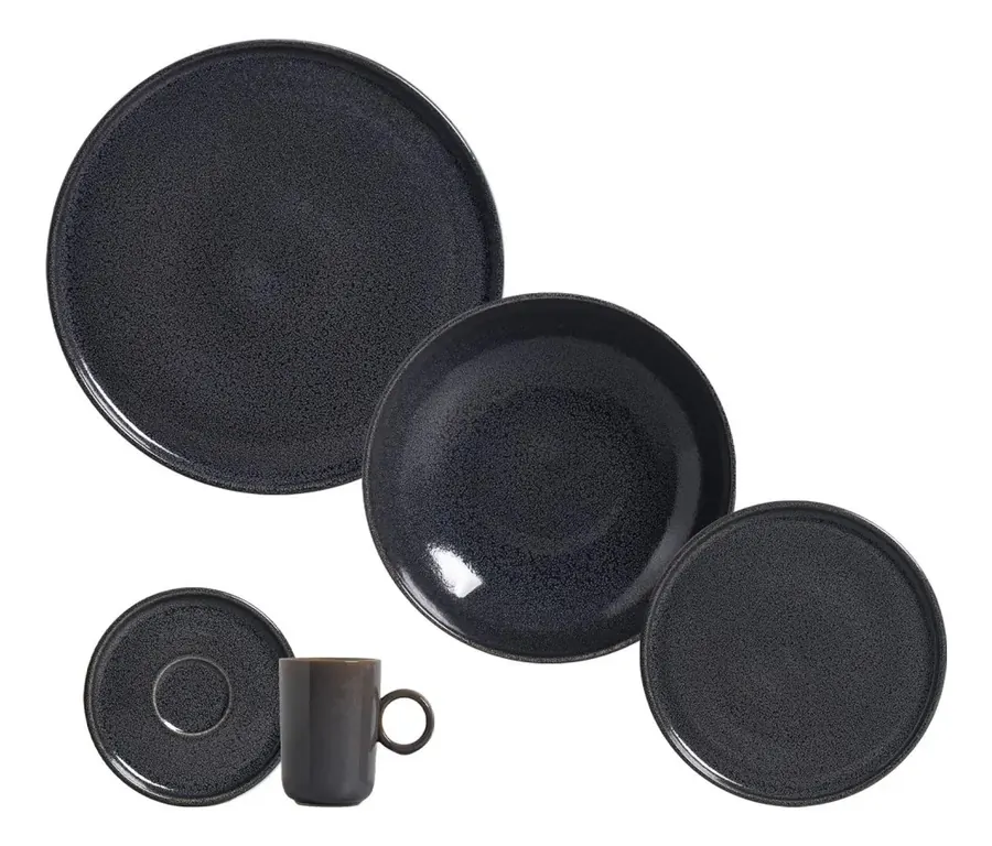 Aparelho De Jantar 30 Peças Basic Dove Porto Brasil Cerâmica Stoneware